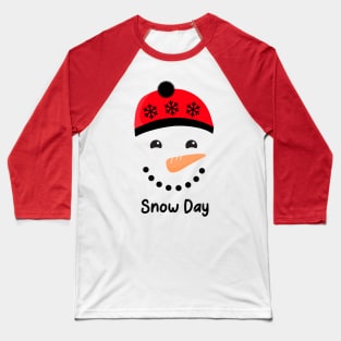 WHITE Christmas Snowman Face Baseball T-Shirt